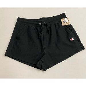 Champion Womens Reverse Weave Drawstring Ribbed Side Sweat Shorts Sz 2XL Black